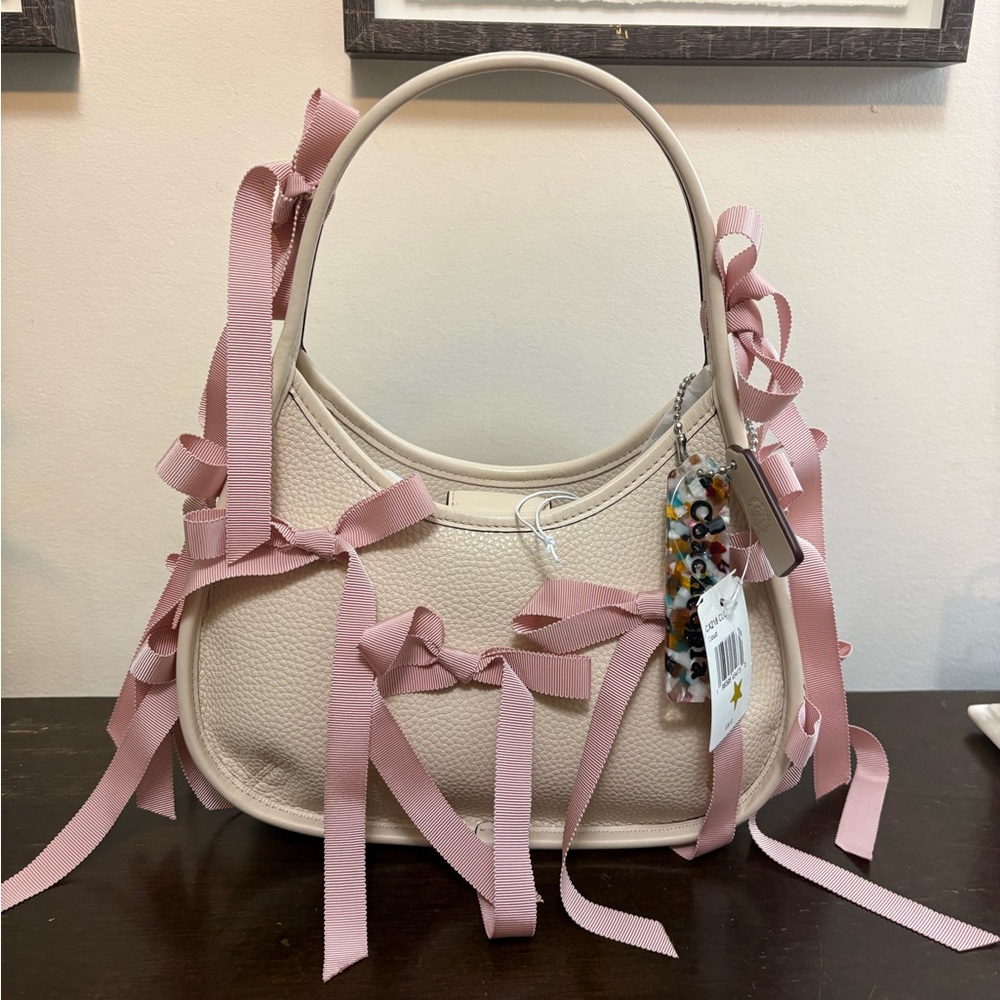 Coach Cream and Pink Shoulder Bag